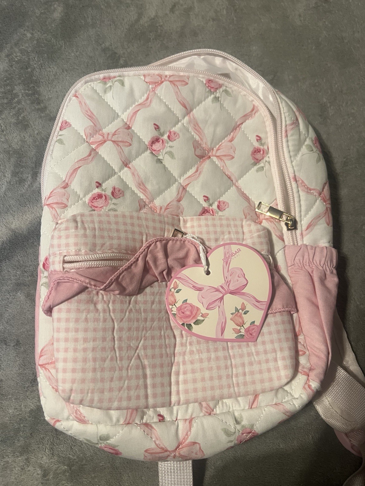 Rare Danbar Global Bow Backpack Kids Pink White Nwt