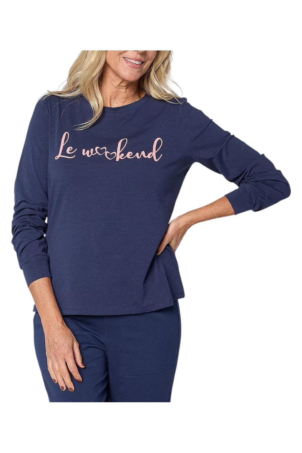 AnyBody Women\'s Cozy Knit Message Top Navy