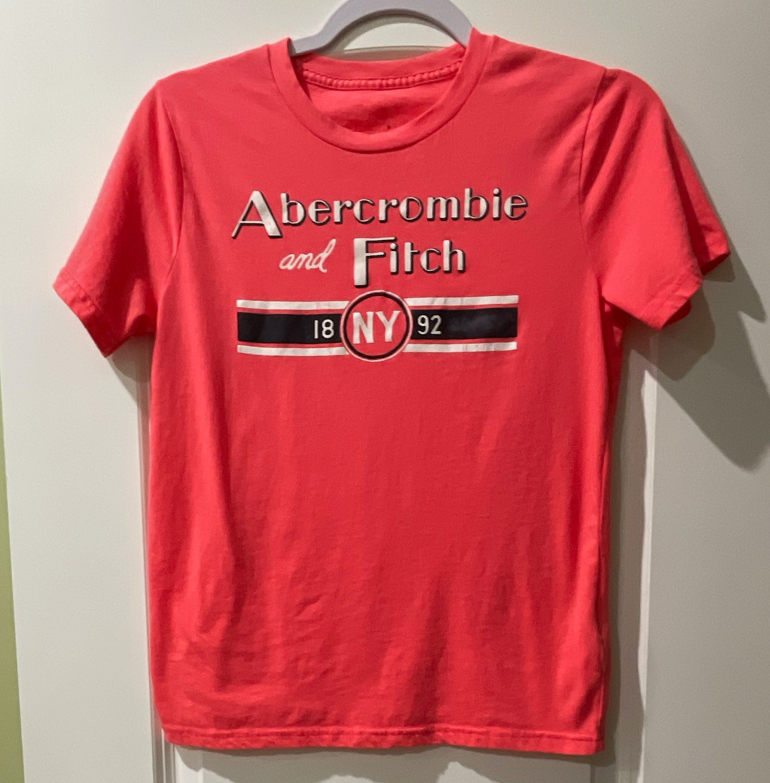 Abercrombie & Fitch Pink Logo Graphic Print Cotton Crew Neck T-Shirt L