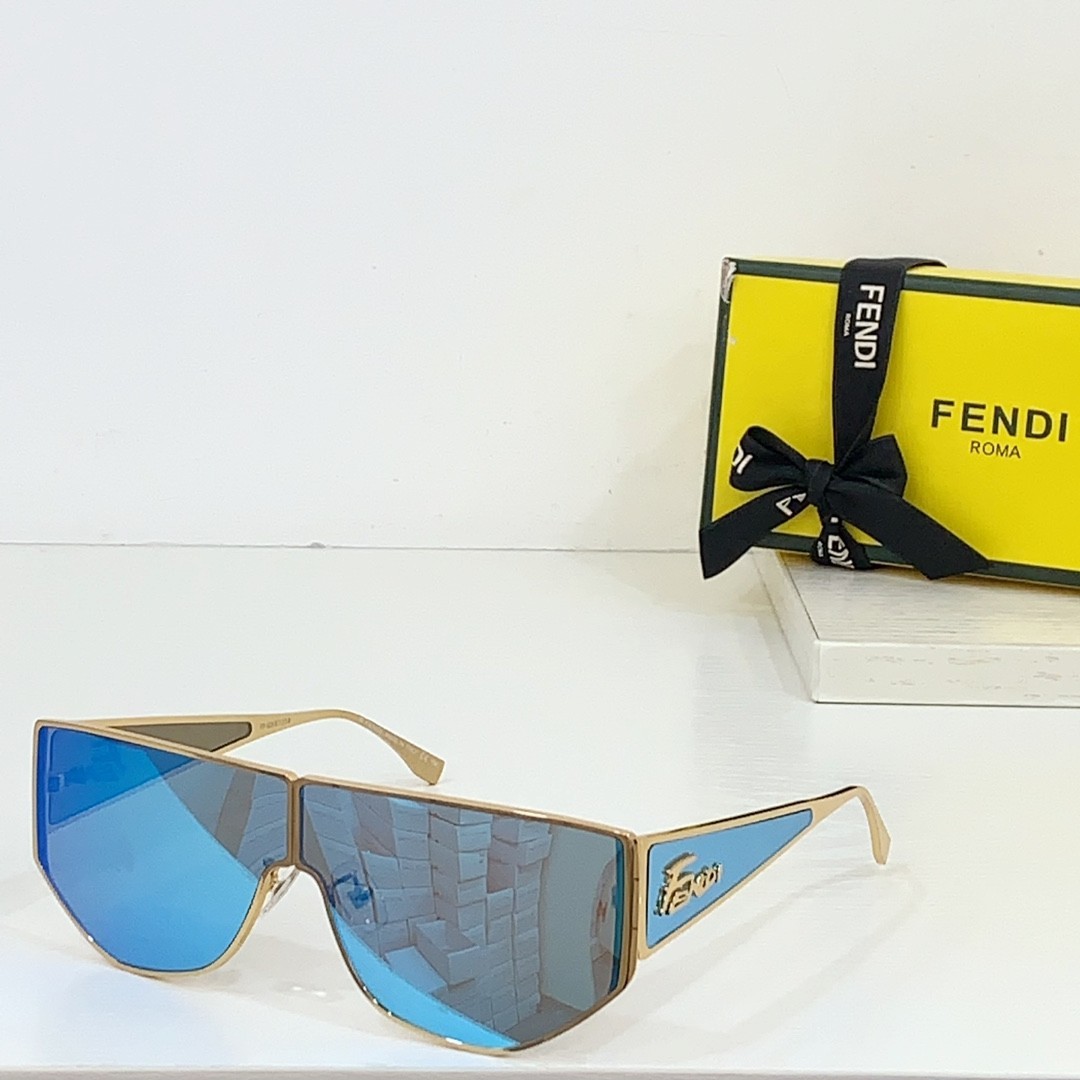 Fendi FF M0093/S Shield Sunglasses Gold Blue Mirror Lens 70-2-150