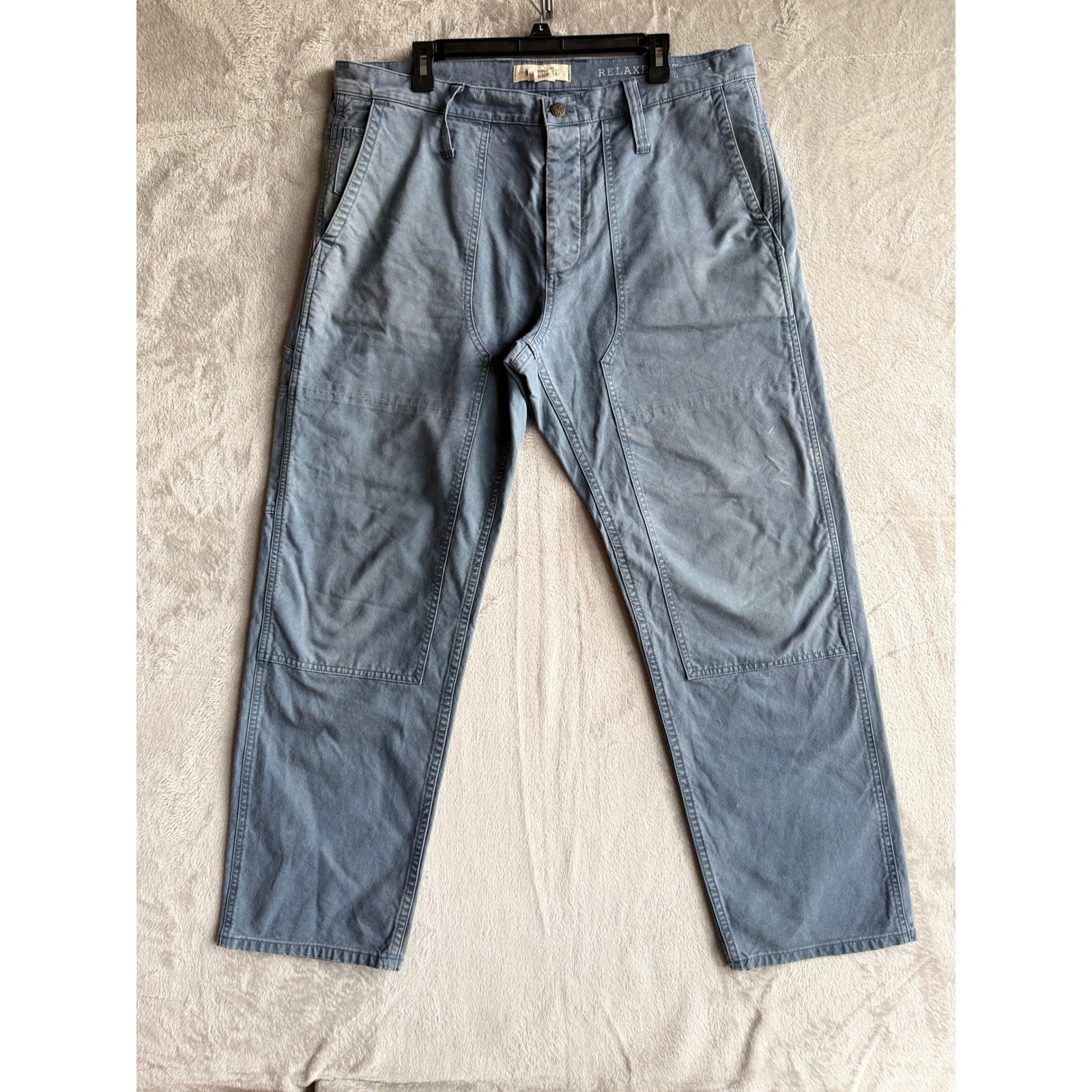 Madewell Canvas Workwear Pants Mens 36x32 Relaxed Double Knee Faded Blue Cotton