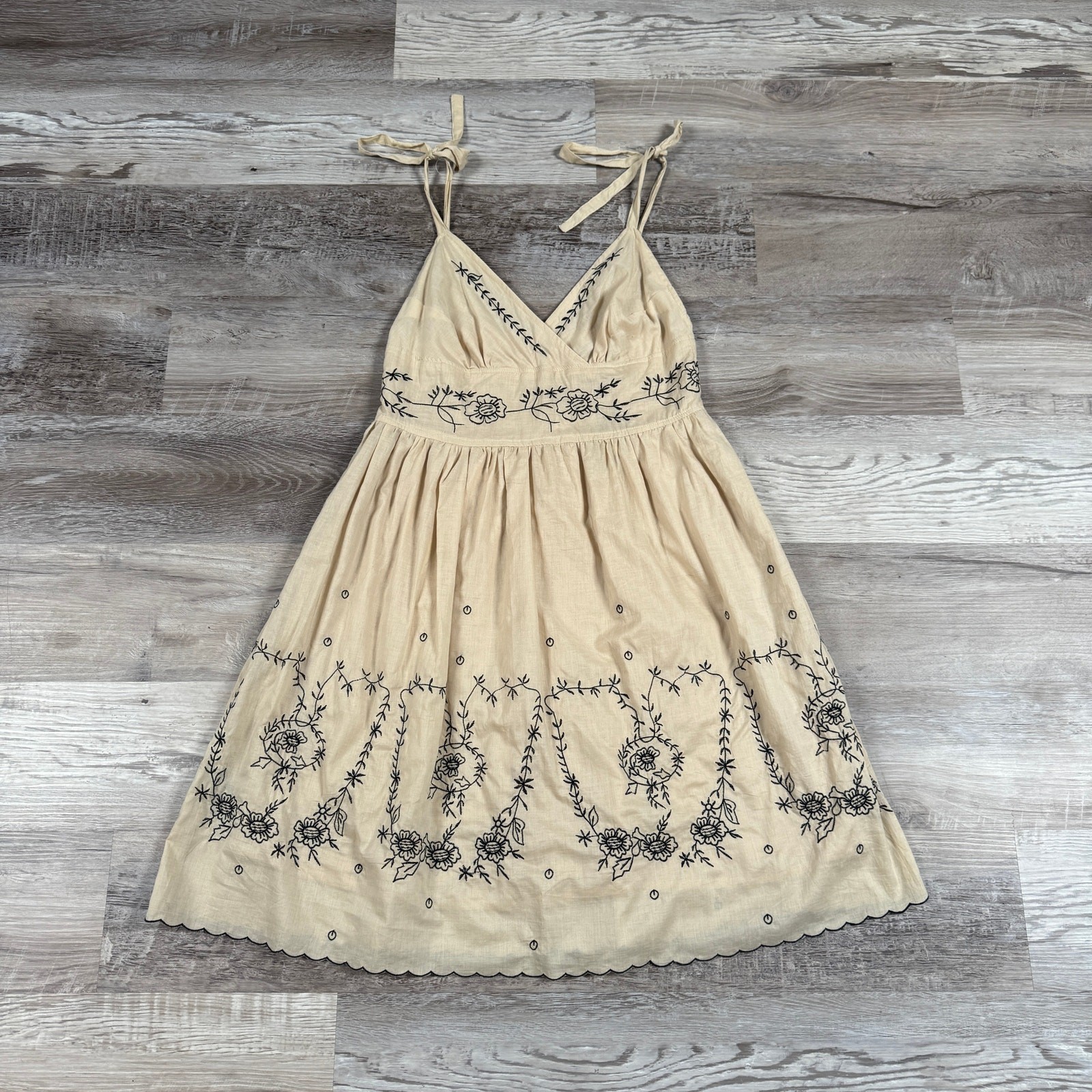 Vintage Y2K NWT Hale Bob Cotton Embroidered Mini Dress Fairy Grunge Boho XS