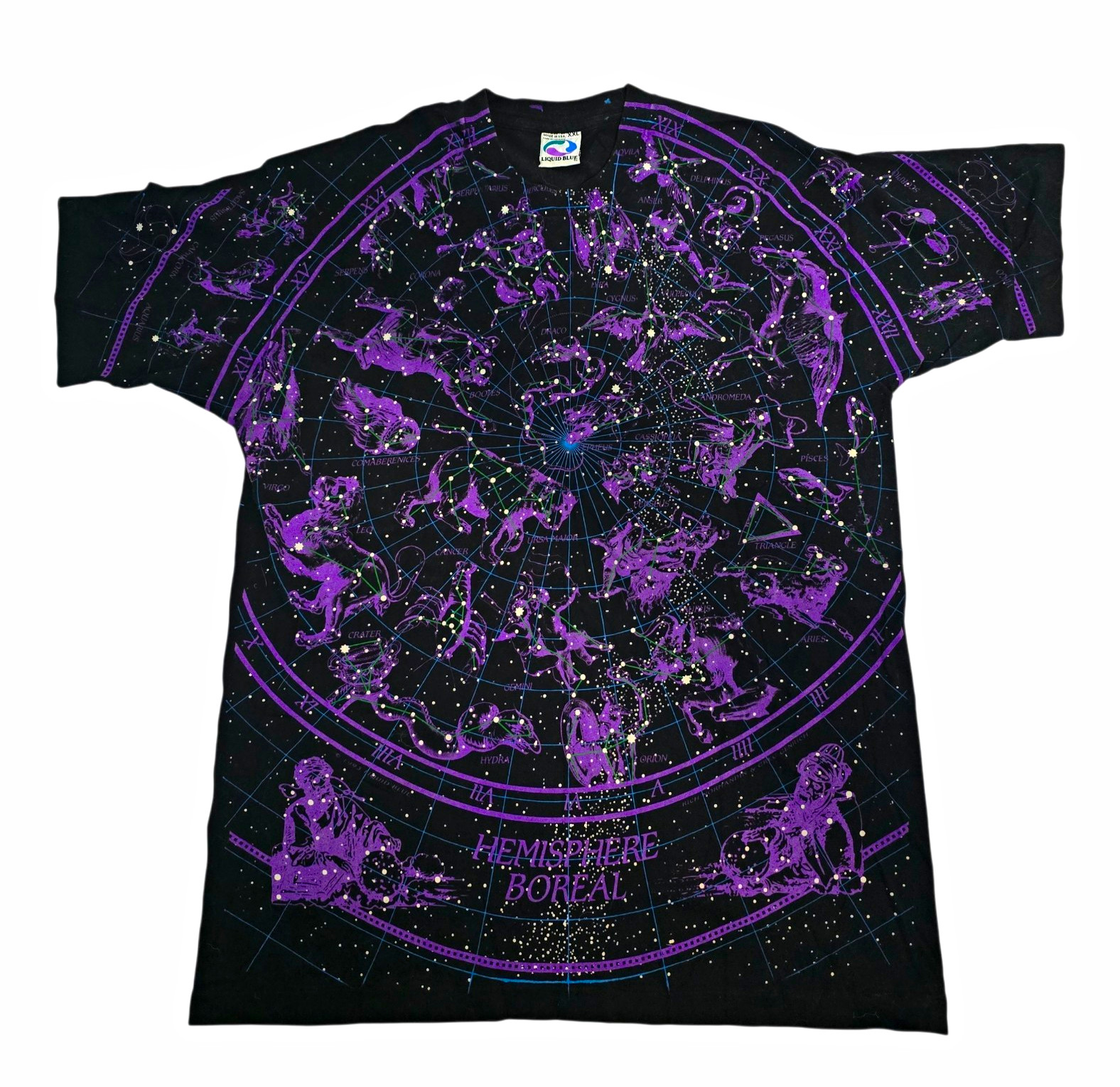 Liquid Blue Vintage 1993 Constellation T Shirt XXL Purple Black Made USA RN81758