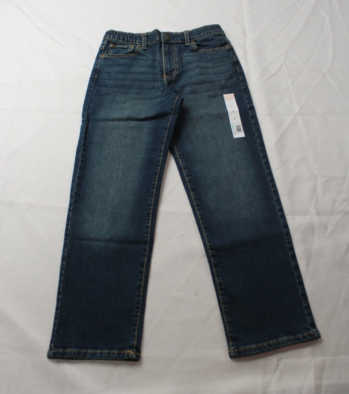 Jumping Beans Boys Pull-On Drawstring Waistband Jeans DD6 Dark Wash Size 8 NWT