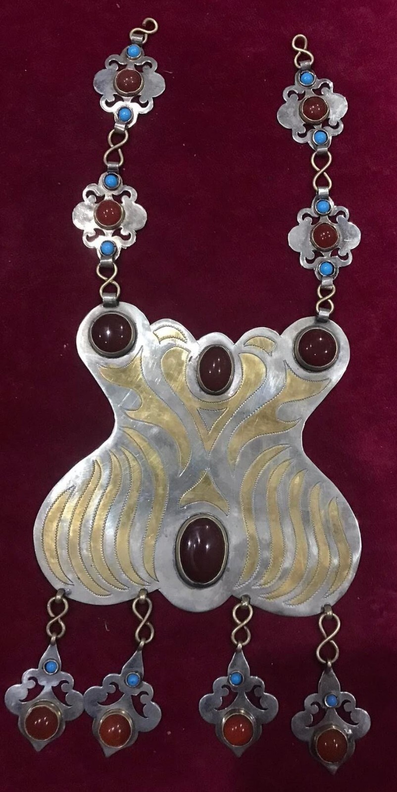 TURKOMEN CARNELIAN VINTAGE MEDALLION TRIBAL ATS BOHO GYPSY NECKLACE OOAK 
