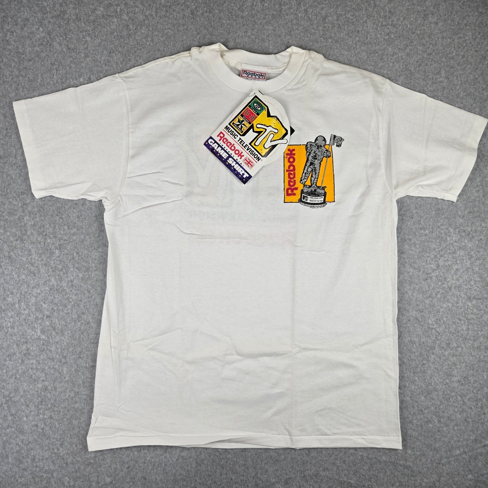 Vintage 1991 Reebok MTV VMA Game Shirt Promo T-Shirt With Tag Single Stitch