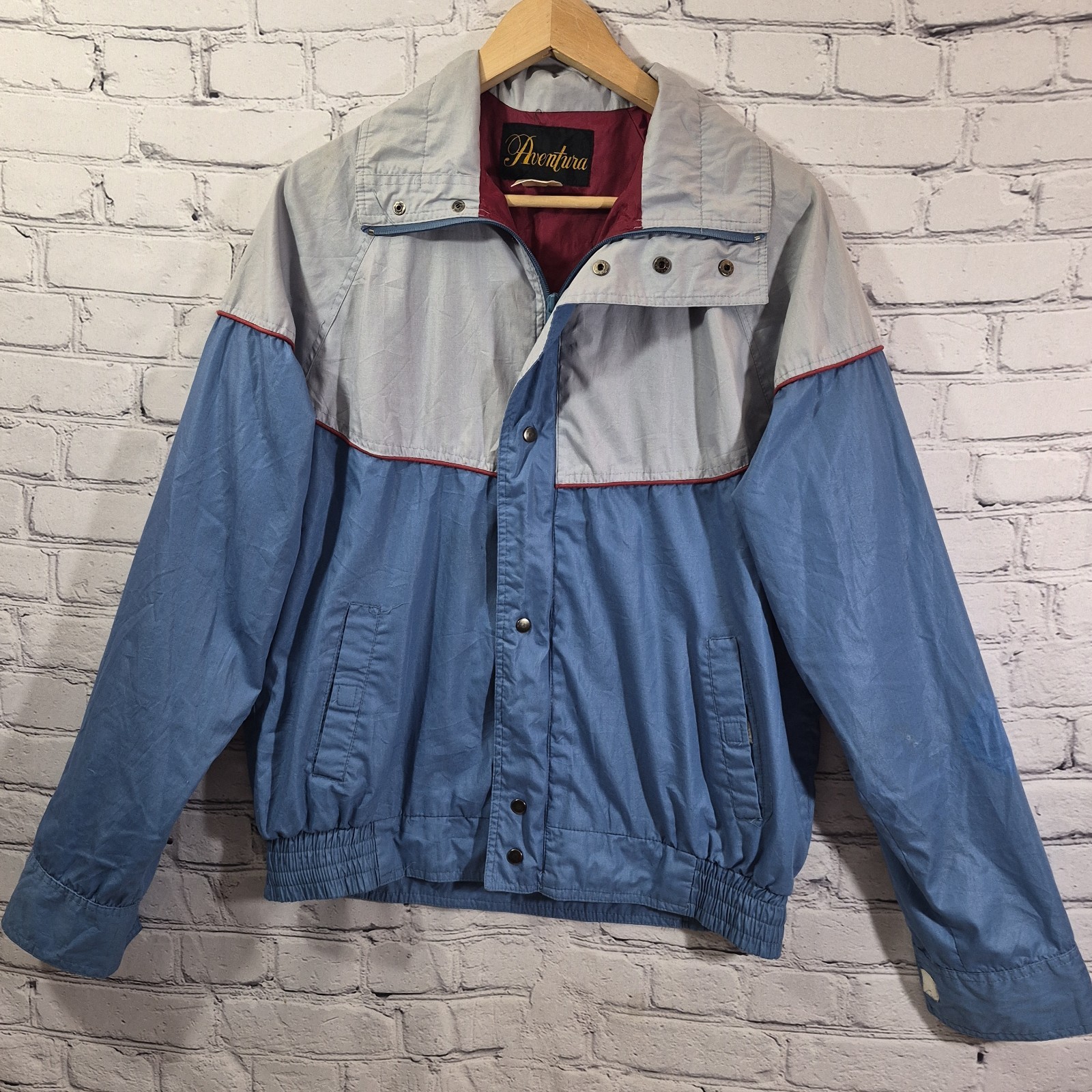 Vintage Aventura Racer Windbreaker Jacket Men\'s Sz M Medium Blue Gray 70s-80s