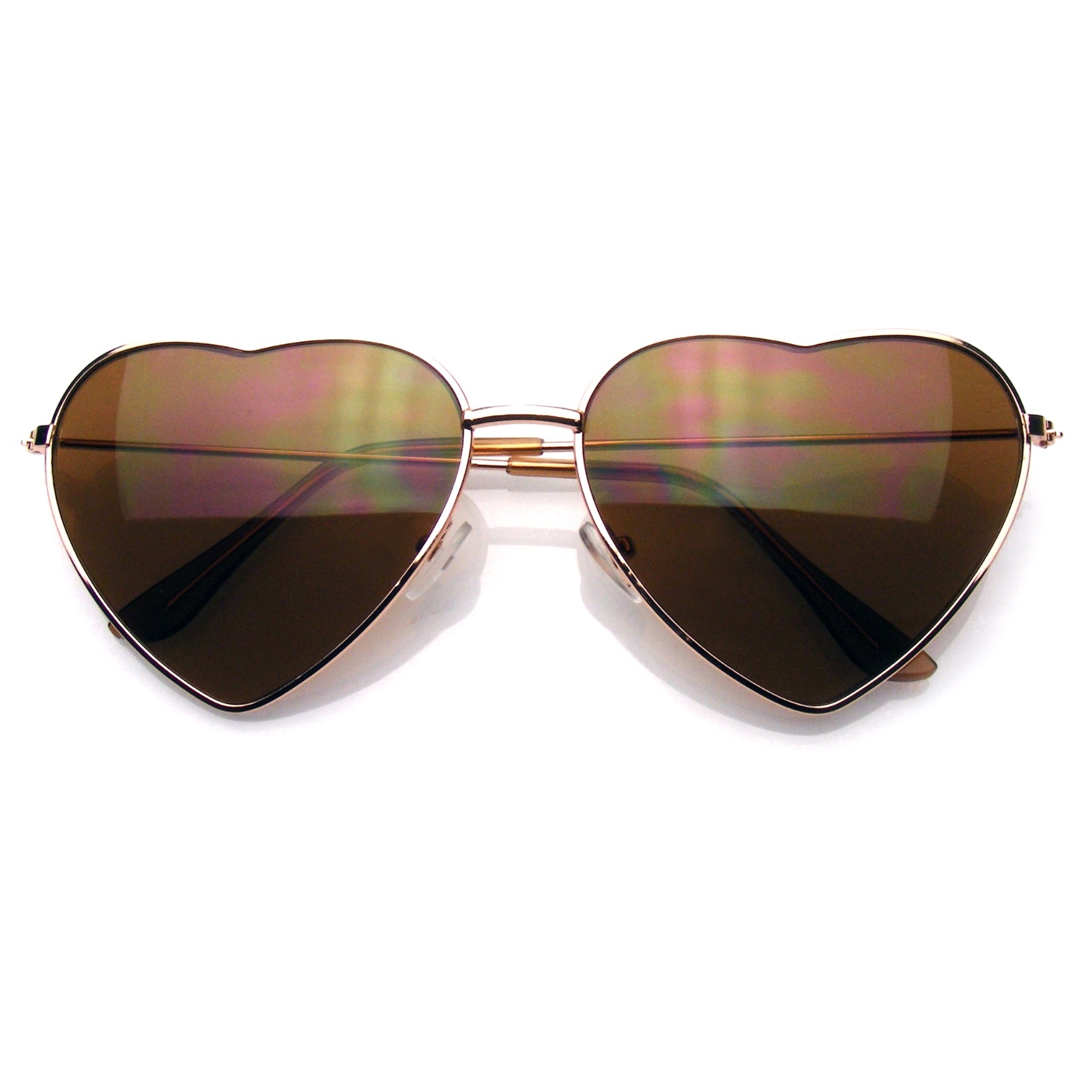 Premium Womens Cute Metal Frame Heart Shape Sunglasses