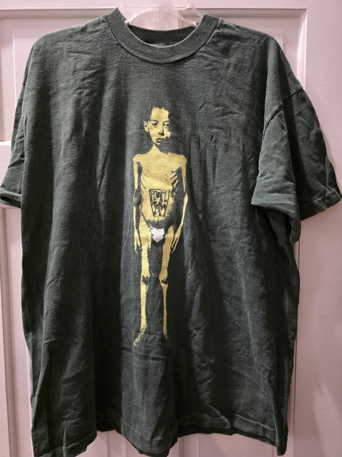 Vintage 90s Pearl Jam Future T-Shirt XL Olive Green Starving Child Grunge Tee