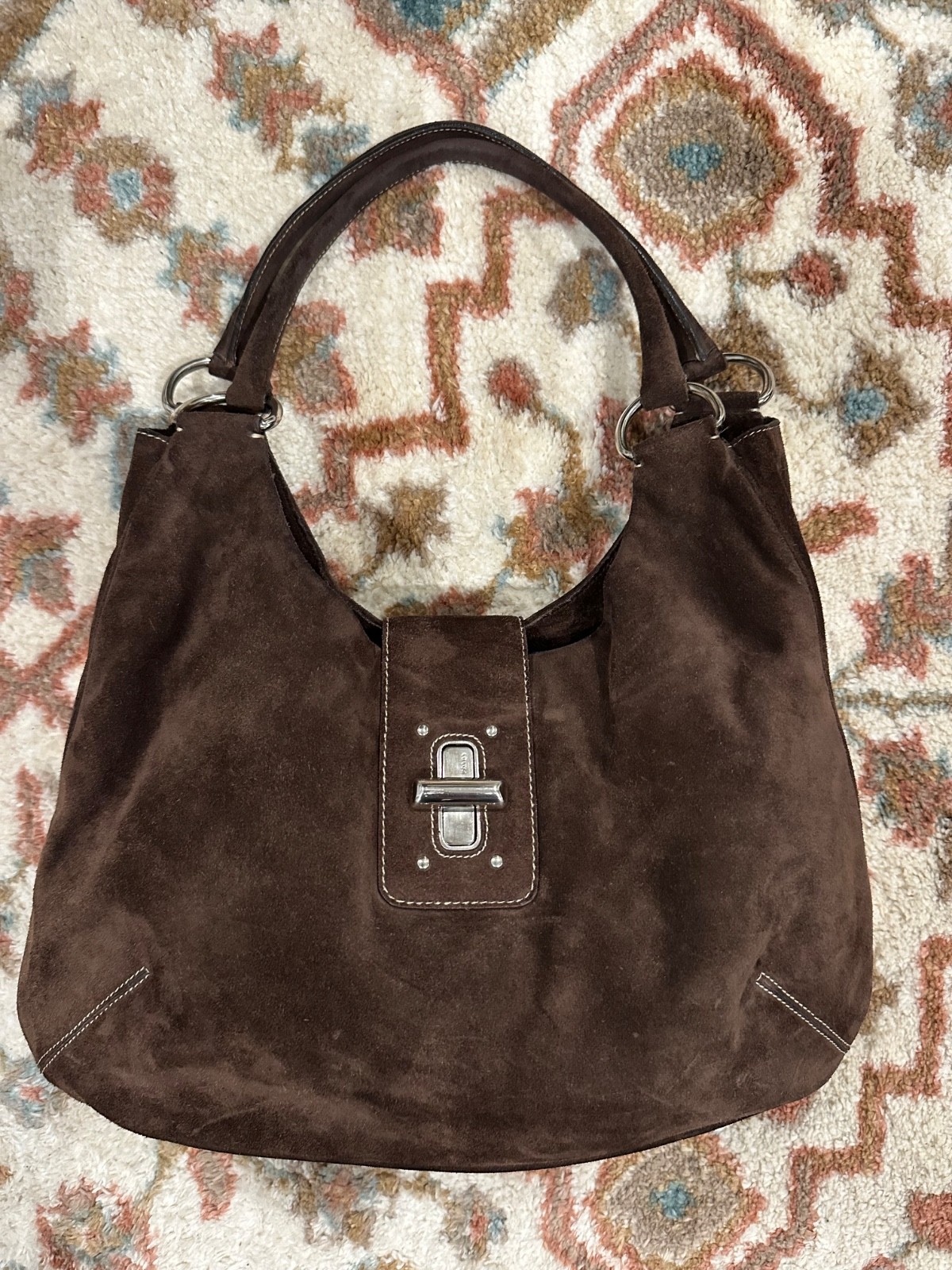 prada brown suede shoulder bag