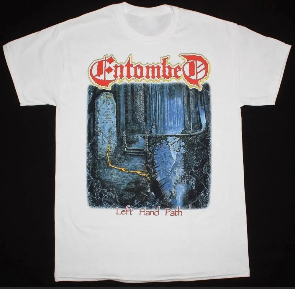 Entombed Left Hand Path Gift For fan Short Sleeve White Full Size Shirt