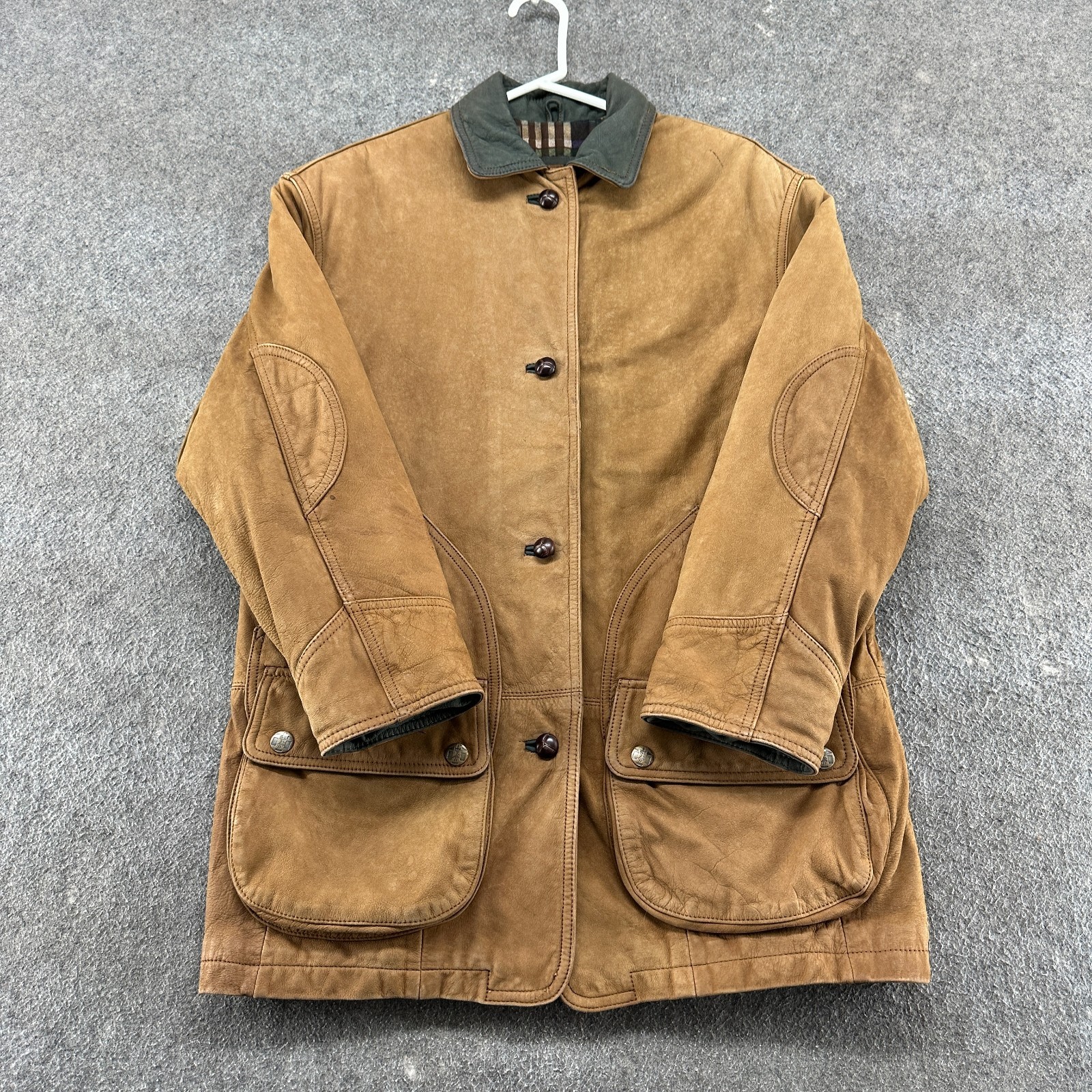 VINTAGE Winlit Jacket Womens M Brown Genuine Leather Chore Barn Coat Lined 90s