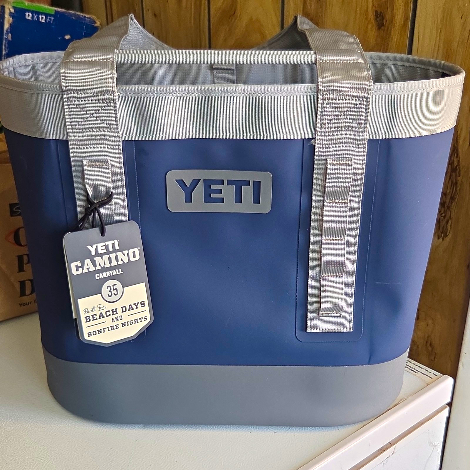 YETI Camino Carryall 35 Tote Handbag, Blue/Gray, Pockets, Double Handles