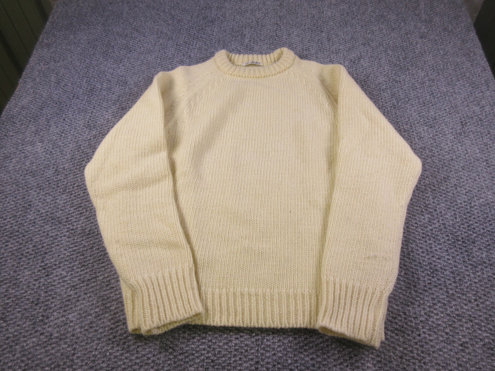 Our Legacy Sweater Mens EU 48 White Heavy Chunky Raglan Wool Knit Crewneck