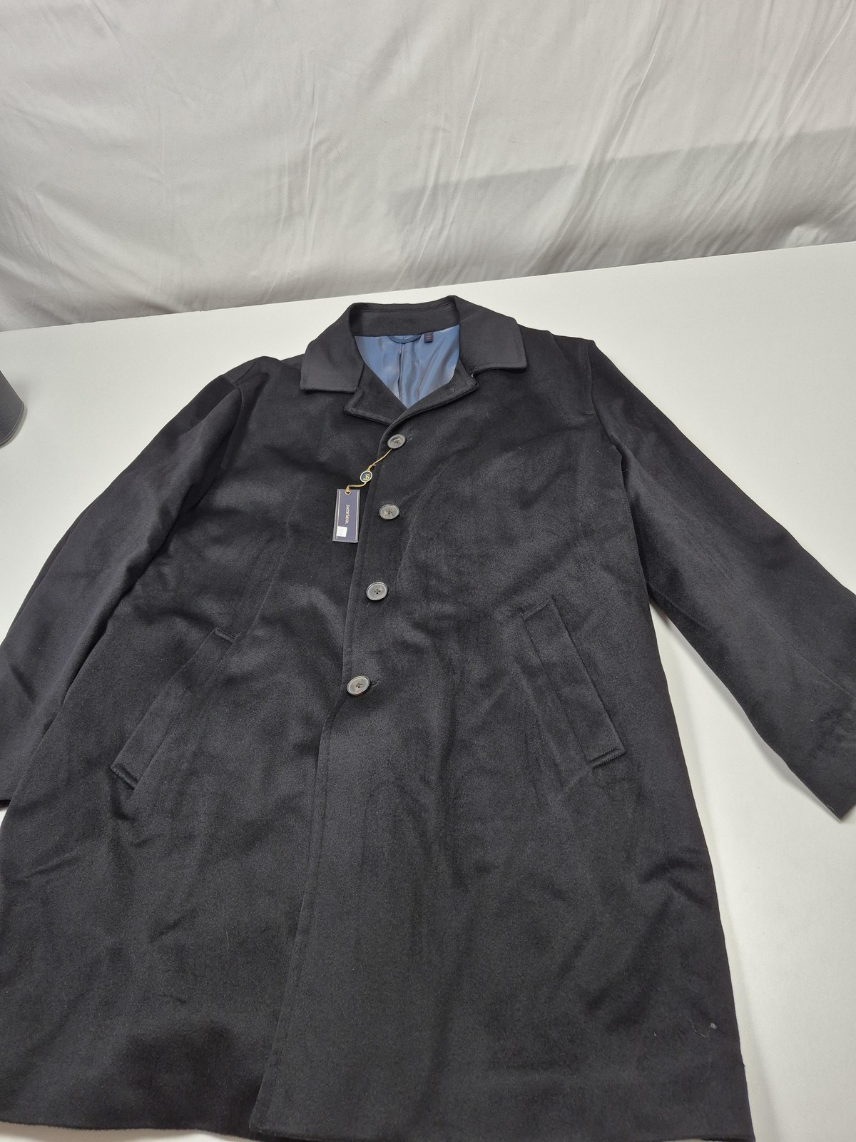 Jacob Siegel Coat Mens 50R Black Wool Loro Piana Storm System Overcoat
