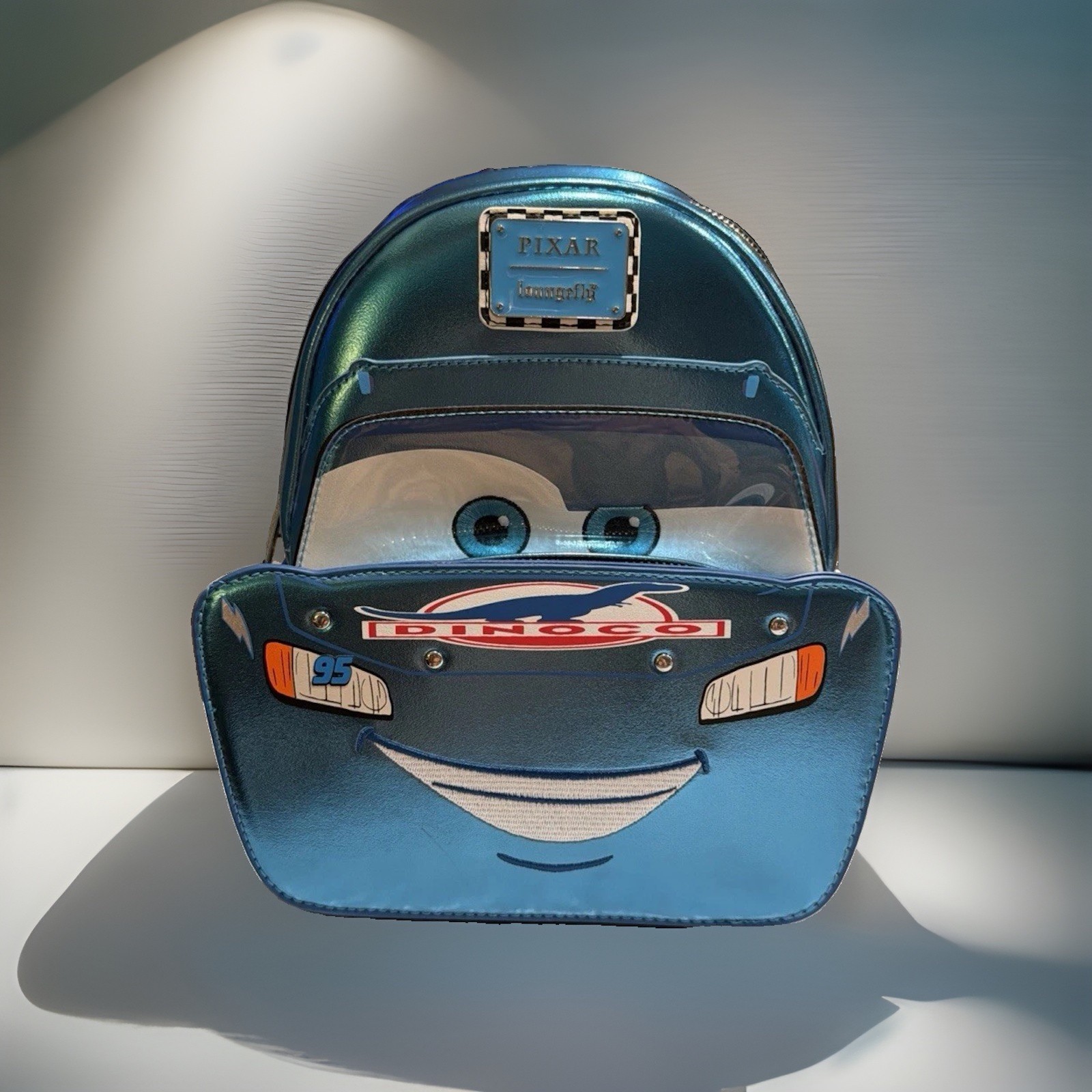 NWT Loungefly Disney Pixar Cars Metallic Dinoco Lightning McQueen Hard Tag