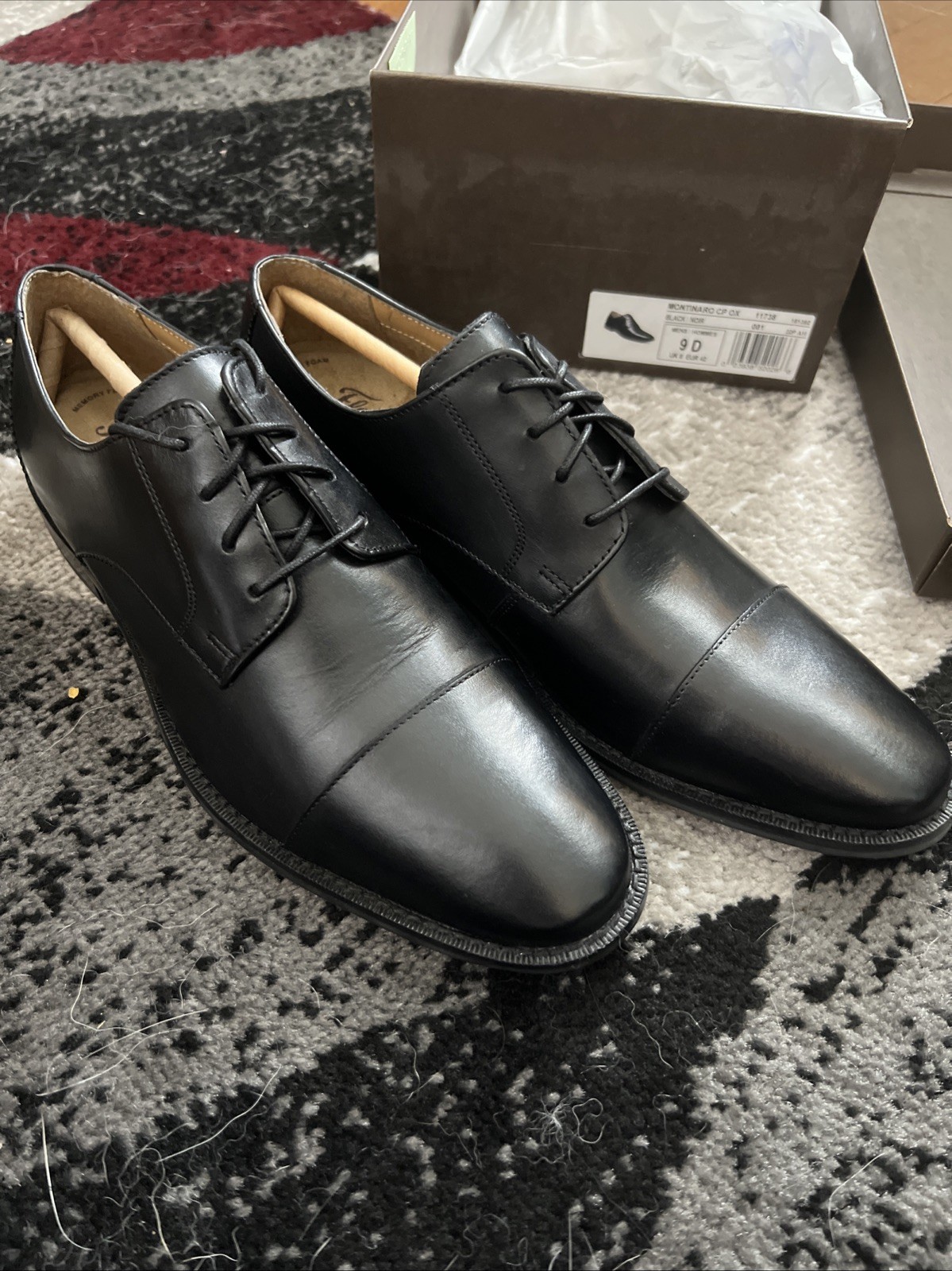 Men\'s 9 D Florsheim Montinaro CP Oxfords, Black Leather, 11738-001