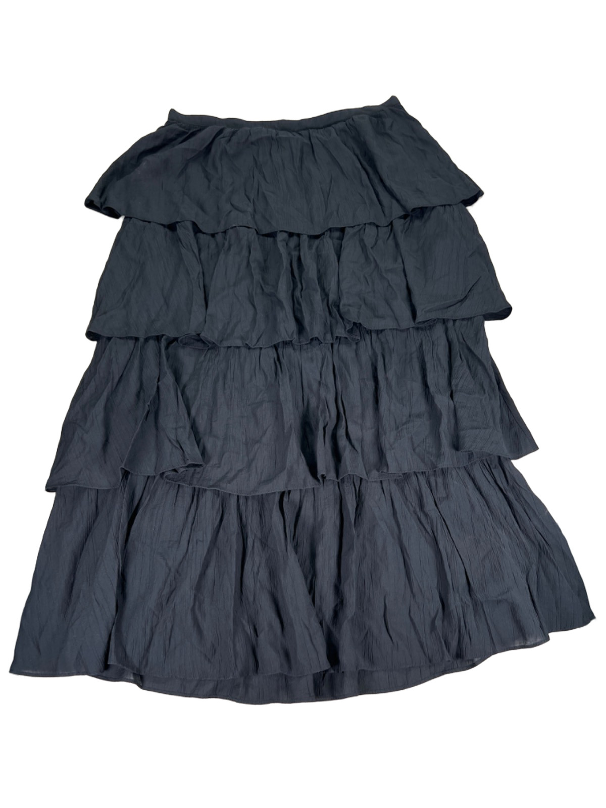 Abercrombie and Fitch Women\'s Black Side Zip Tiered Maxi Skirt - XL Tall