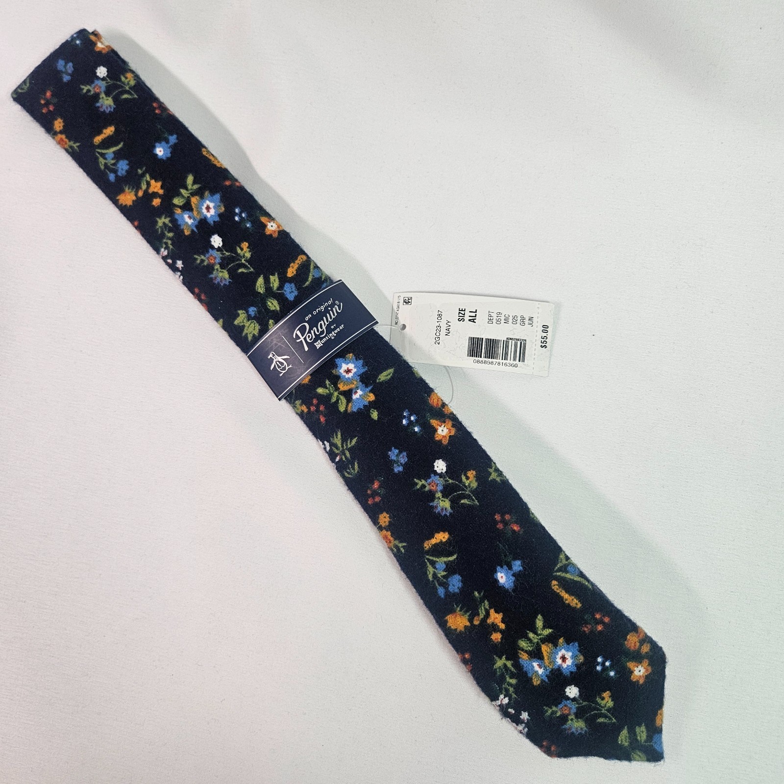 New Penguin by Munsingwear Tie Men Floral Navy Blue 2.25\