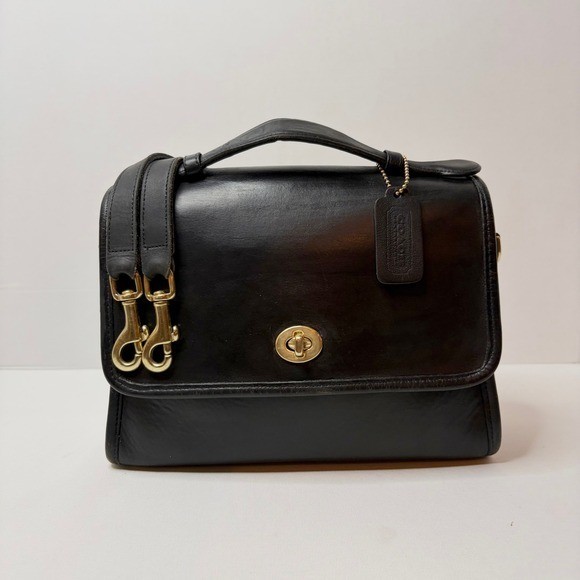 Vintage Coach Crossbody Court 9870 Smooth Black Leather US Creed