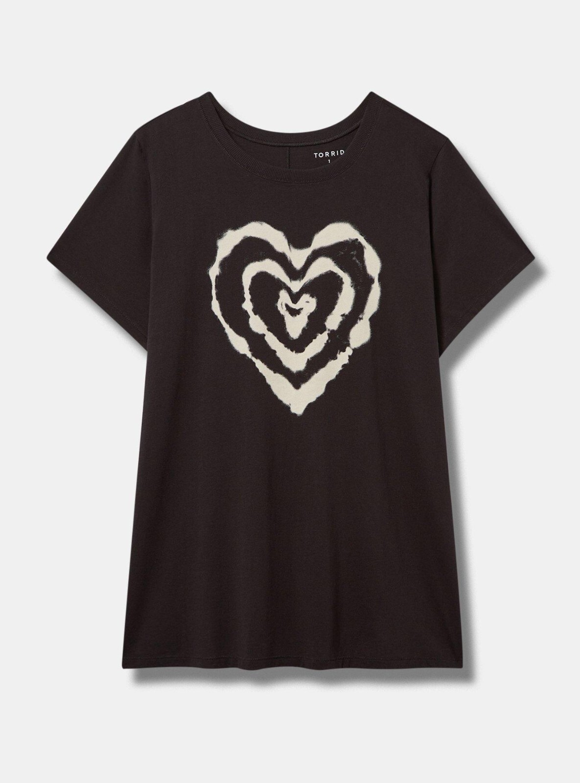 Torrid Plus 2X Heart Centered Graphic Cotton Tee Deep Black Short Sleeve NWT