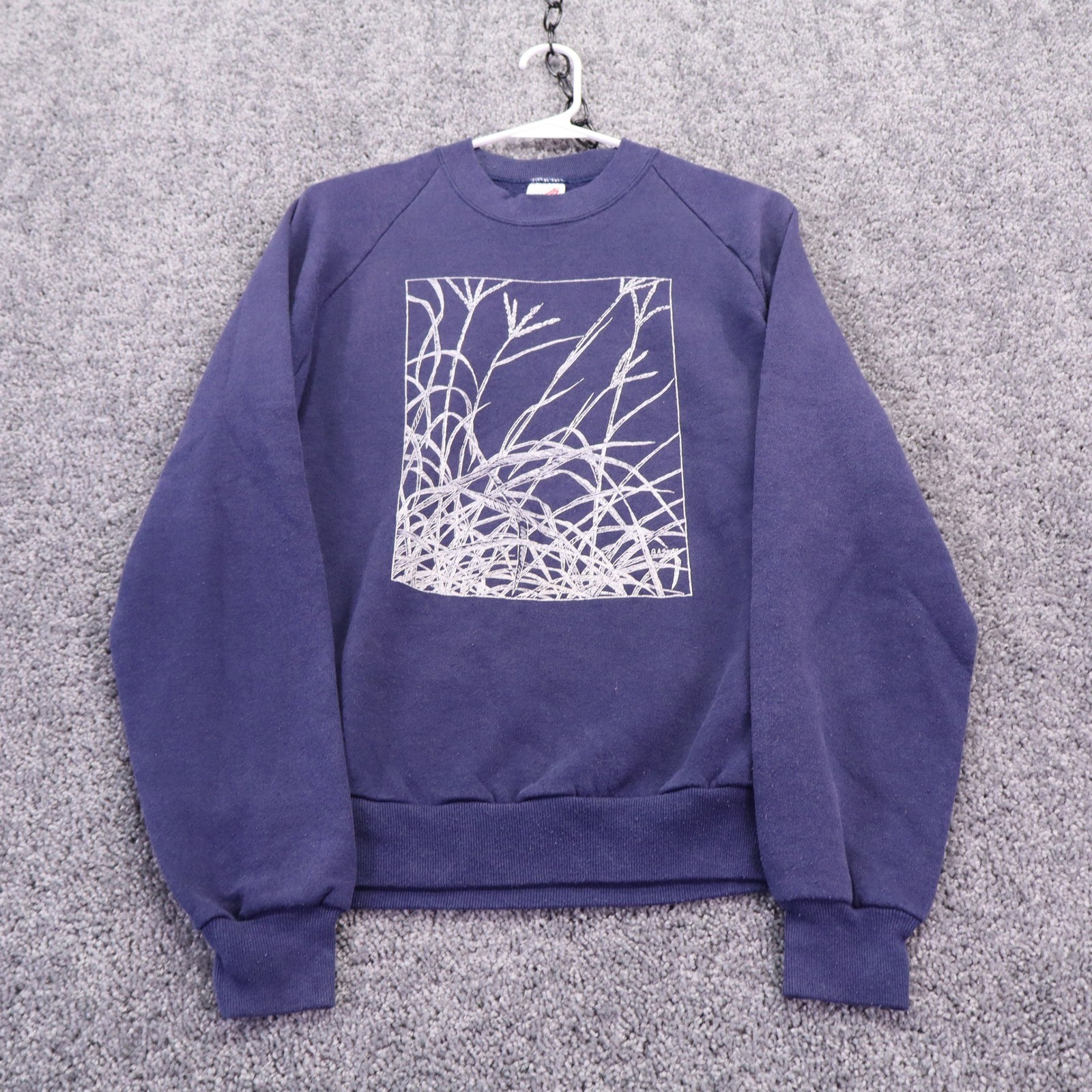 Jerzees Sweatshirt Mens Large Blue Graphic Made In USA Vintage 90s Pullover