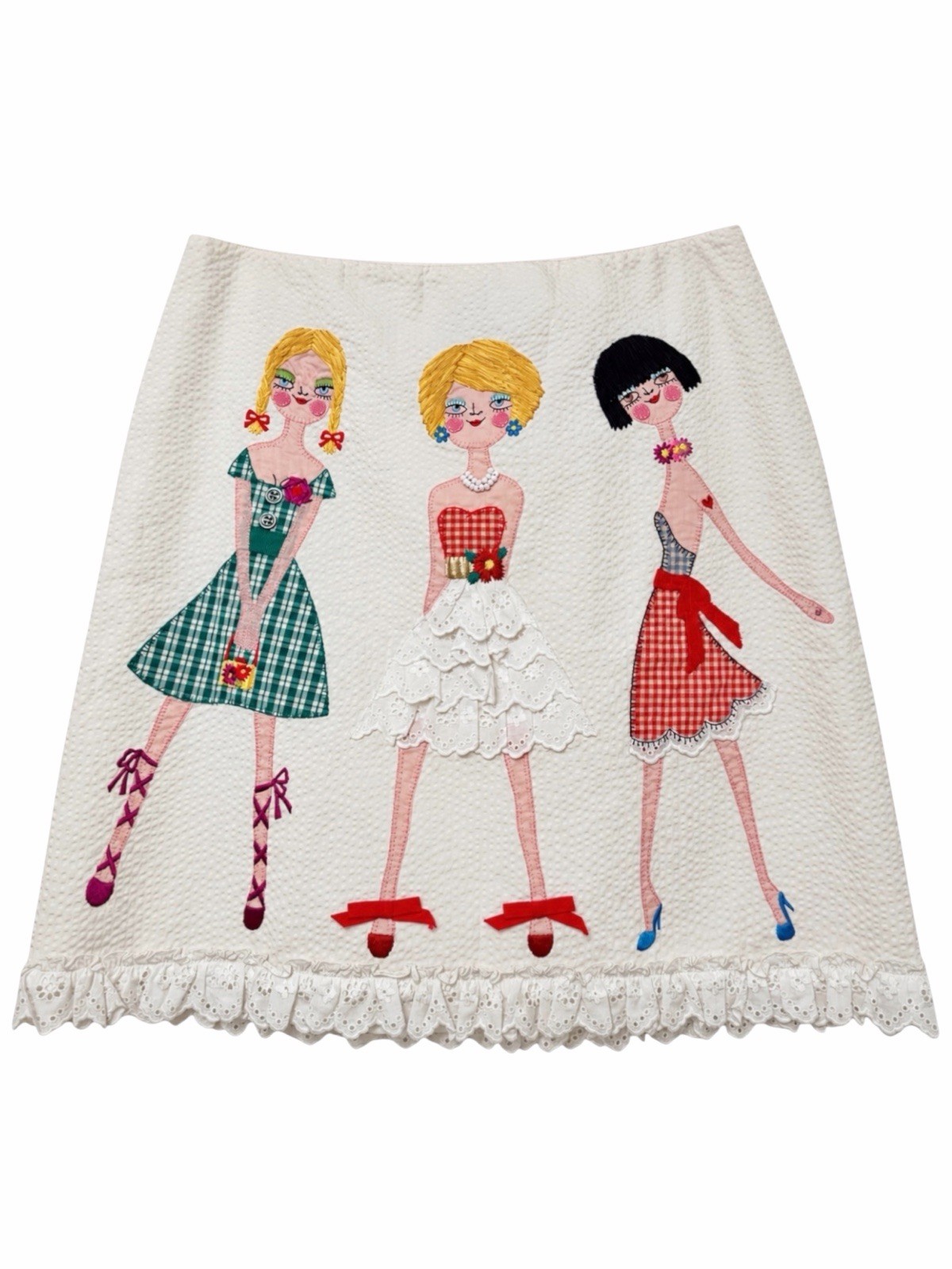  Moschino Cheap and Chic Uptown Girls Vintage 2002 Embroidered Doll Skirt