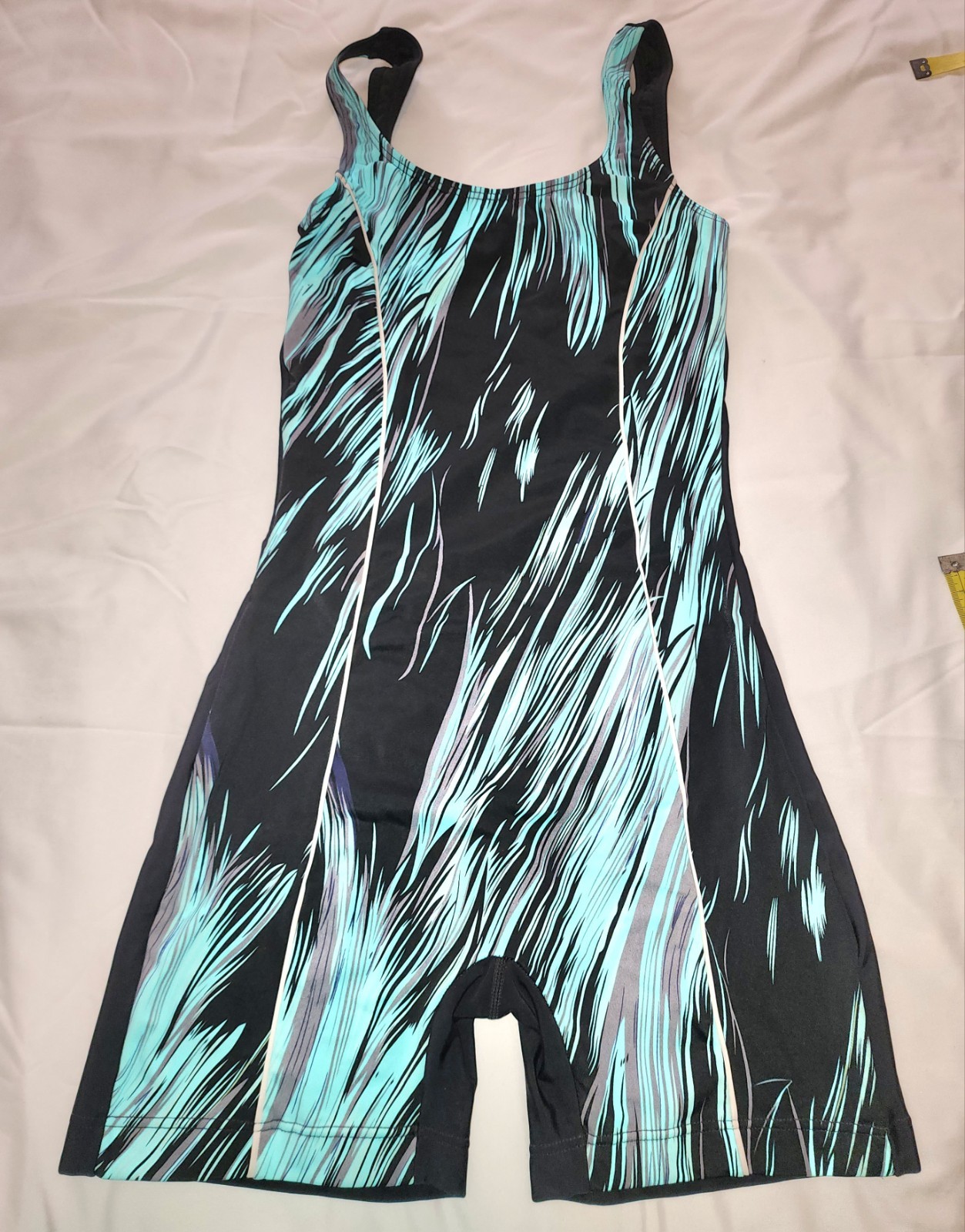 Adoretex Women’s Boyleg Swimsuit Size Medium Black Aqua One Piece Swim
