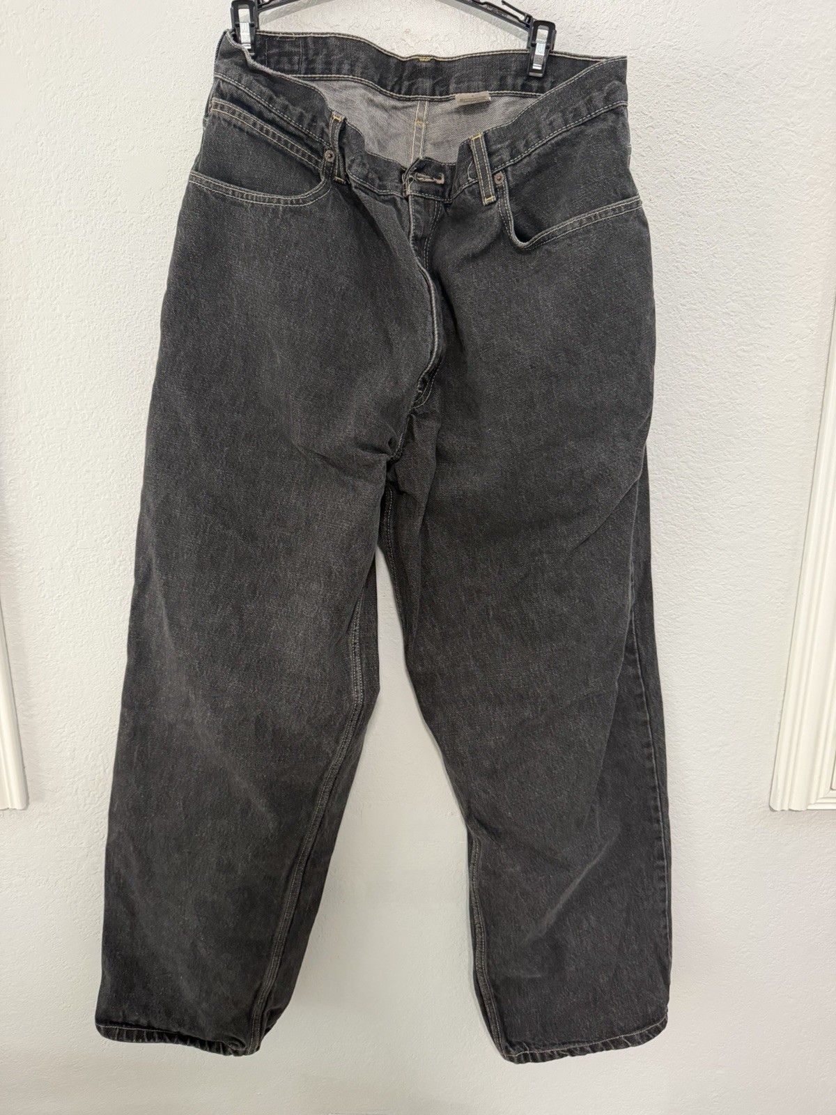 Vintage 90s Levi\'s Dry Goods Men\'s Black Dark Wash Denim Baggy Jeans W36 L32
