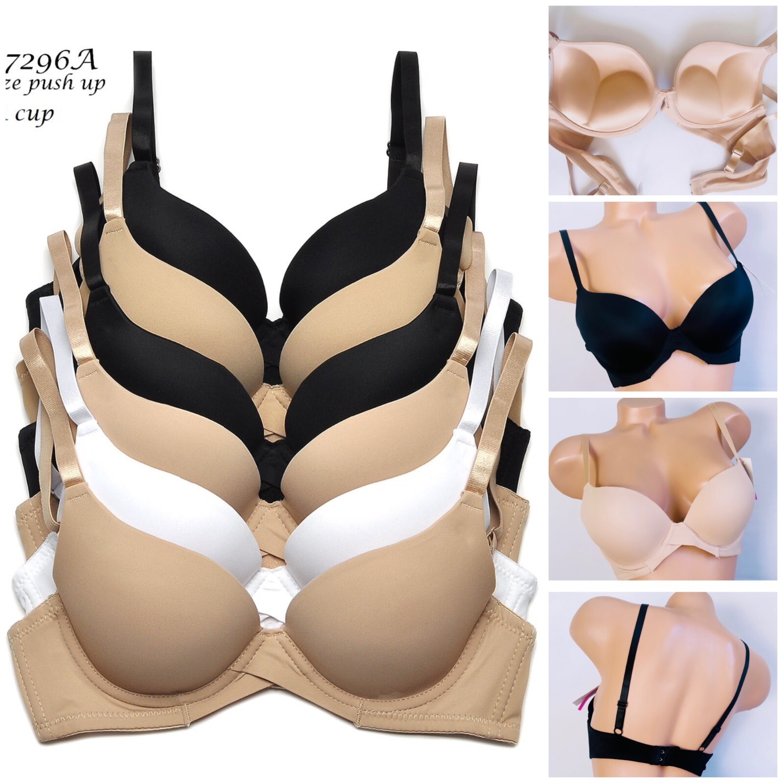 Lot 1/3/6 Extra Padded Bras Women\'s Max Lift Extreme Push up + 2 Cup Size 30-36A
