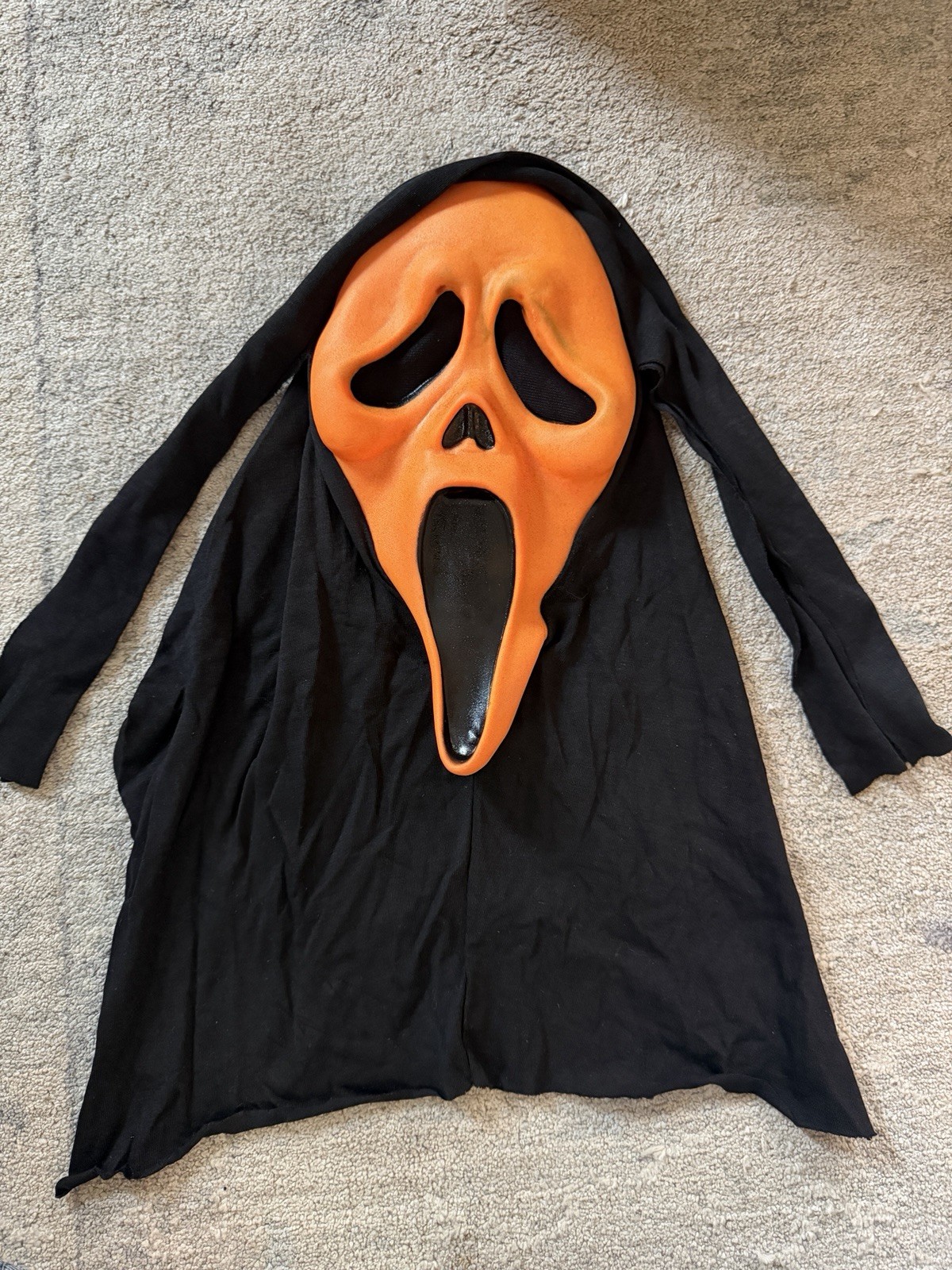 Gen 1 Fun World Div Scream Ghostface Mask w/ Cotton Hood Orange/Black 