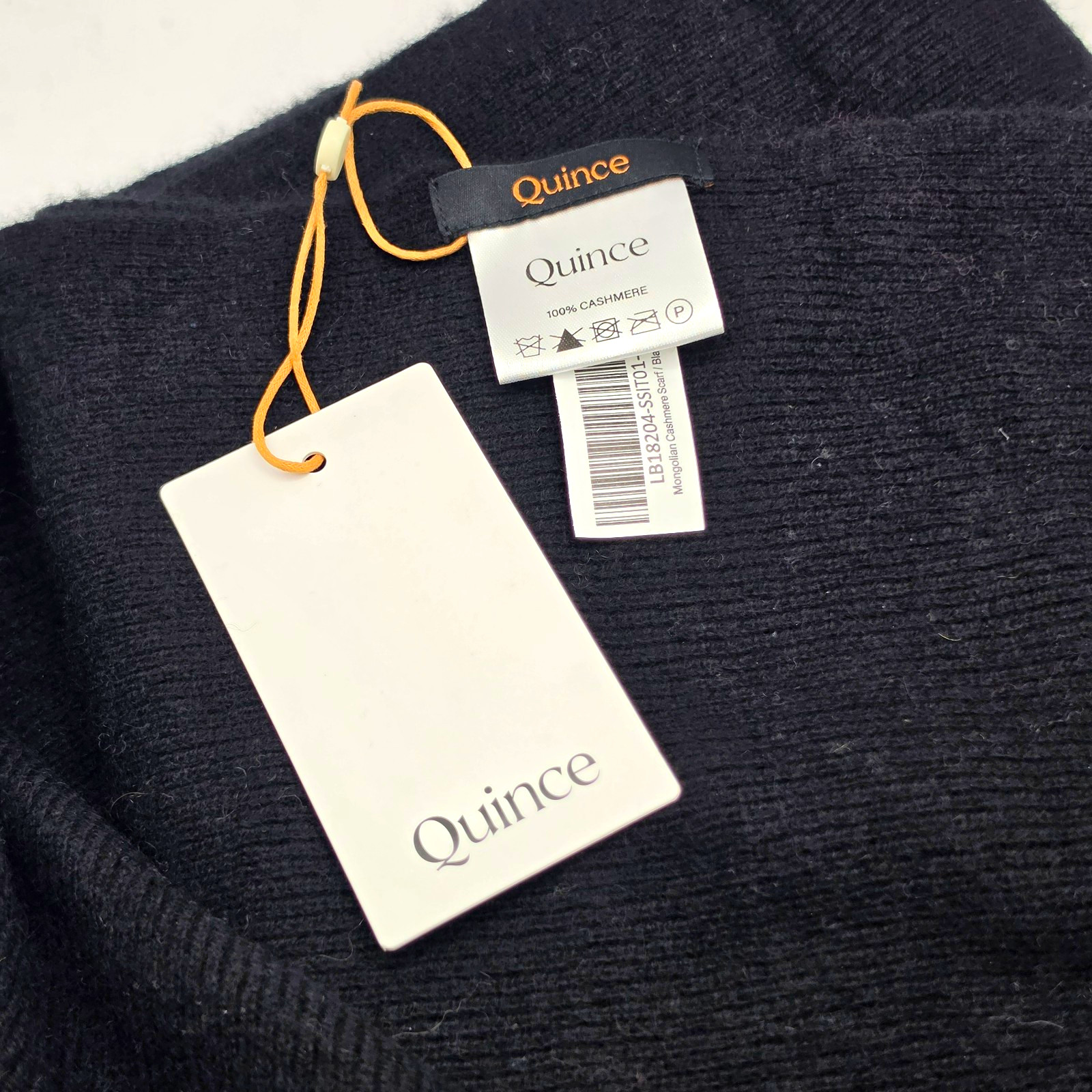 Quince 100% Cashmere Knit Scarf - Black Solid Women\'s 10 in Width