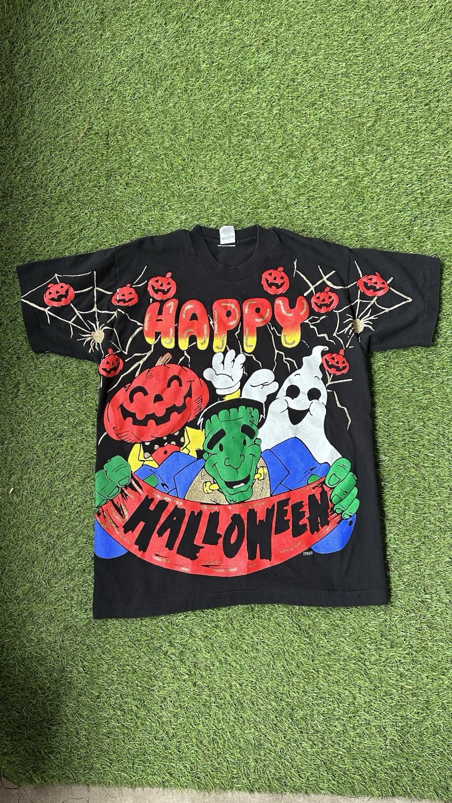A1 Vintage 1996 Freeze Happy Halloween All Over Print T Shirt Adult L Black