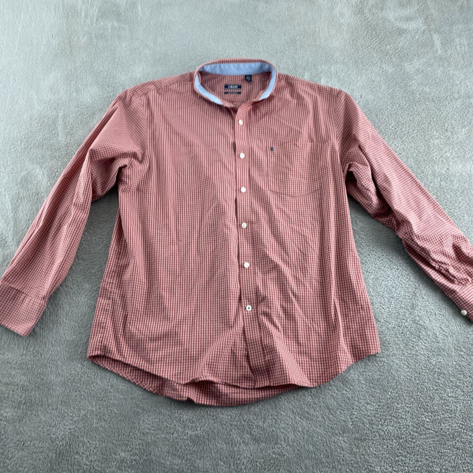 Izod Mens Non-Iron Stretch Red Button-Down Shirt L/G Cotton Blend 3111