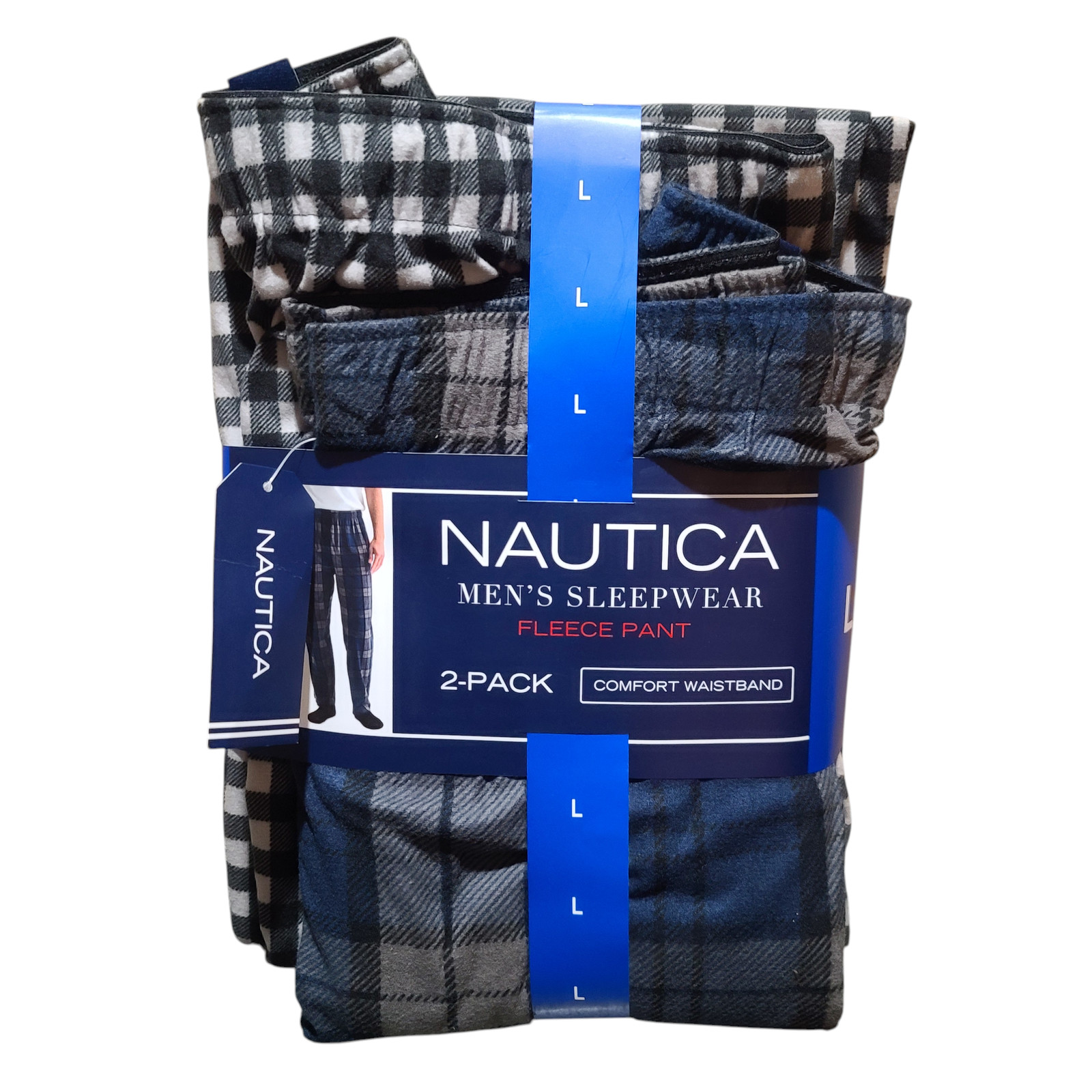 Nautica Mens 2 Pack Comfort Fleece Lounge Sleepwear Pants Blue Large NWT