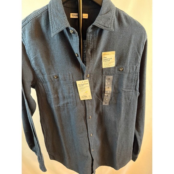 Sonoma Goods For Life Mens Supersoft Flannel Shirt Navy Blue Small NWT