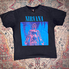 Vintage Nirvana Sliver Graphic Print Black T-Shirt size L Rare Original picture
