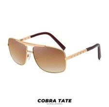 Brand New Andrew Tate Brown Sunglasses Top G Style High Quality Gold Metal Frame picture