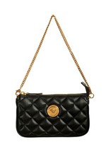 Versace Women's Black Gold Medusa Quilted Small Handbag Shoulder Bag picture