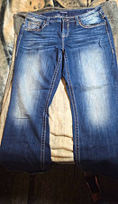 VIGOSS Women’s Heritage Fit Bootcut Jeans Blue Denim Medium Wash Studded 16 picture