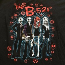 Vintage The B-52's Skull Day of the Dead Black Cotton T-Shirt picture