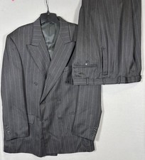 Vtg Georgio Giovanno Double Breasted Suit Mens 36R Pinstriped Pants 35x31 picture