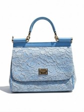Authentic Dolce & Gabbana Miss Sicily Blue Lace Shoulder Bag – Made in Italy picture