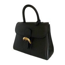 Authentic  DELVAUX Vintage Brillant MM Leather Handbag Color Black picture