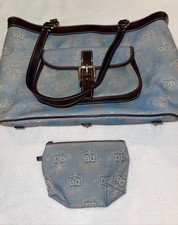 Authentic Dooney & Bourke Blue Signature Shoulder Bag + Matching Zip Pouch picture