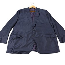 Bespoke Loro Piana Australis S150s Mens 54L Wool Blazer Navy Plaid Golf Lining picture