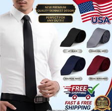 New Men's Dress Tie Solid Color Classic Neck Tie Necktie Wedding Formal USA picture