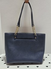 Michael Kors Jet Set EW Chain Tote Navy Leather Gold Hardware 38S6XTCT3L NWT picture