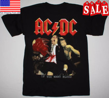 AC DC IF YOU WANT BLOOD T-Shirt Short Sleeve Cotton Black Men S to 5XL picture