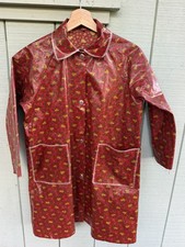 Vintage Rare 60s Vinyl Cat Rain Trench Coat Striped Made In Japan Size M women' picture